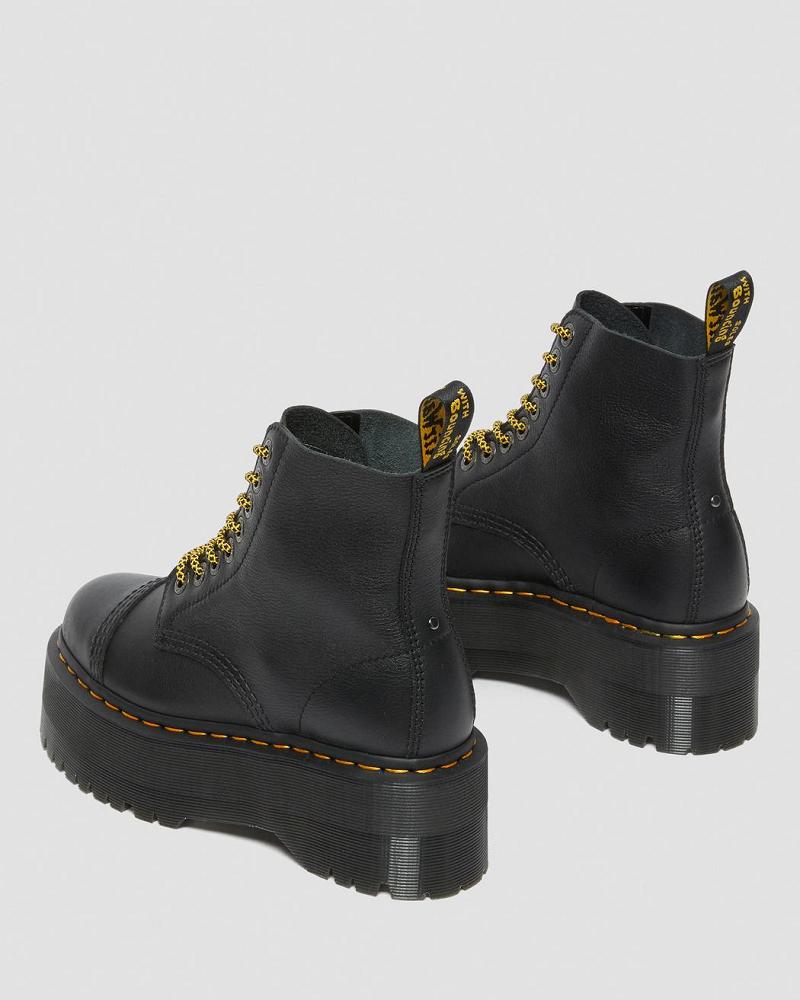 Women's Dr Martens Sinclair Max Pisa Leather Platform Boots Black | AU 256JPQ